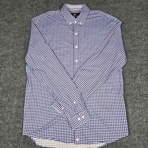 Buttercloth Mens XL Slim Fit Gingham Button Down Shirt Long Sleeve Knit